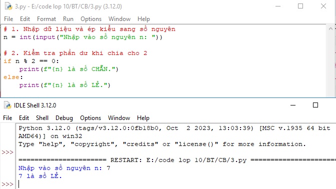 Bài tập Python 2: Kiểm tra số Chẵn hay Lẻ