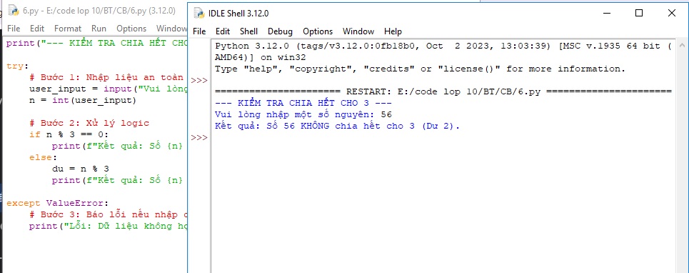 Bài tập Python 3: Kiểm tra số nguyên n có chia hết cho 3 không?