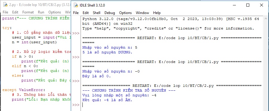 Bài tập Python Kiểm tra số Âm Dương hay số 0 1