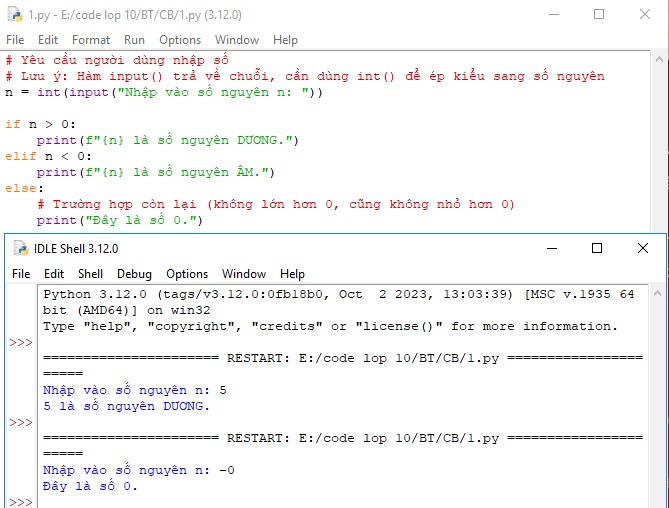 Bài tập Python: Kiểm tra số Âm, Dương hay số 0