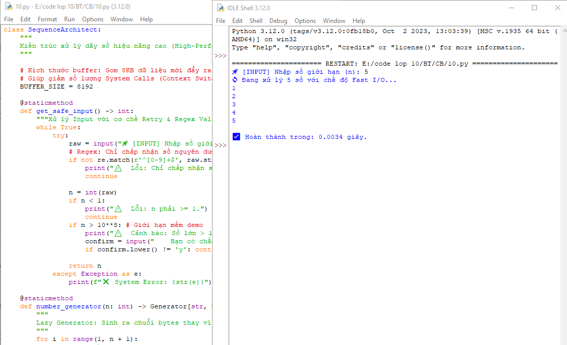 Bài tập Python: In Dãy Số Từ 1 Đến N