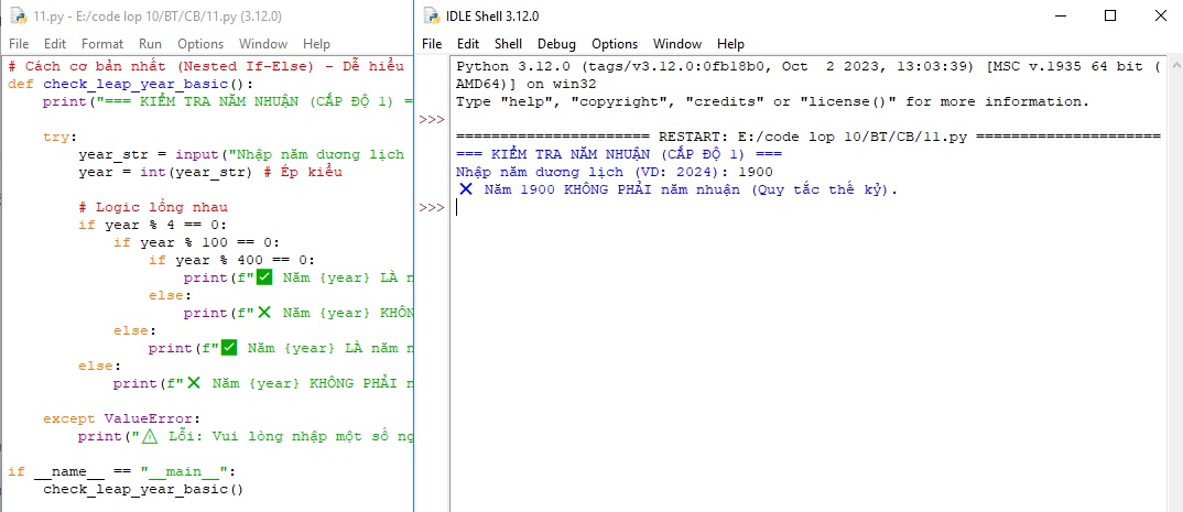Bài tập Python: Kiểm Tra Năm Nhuận