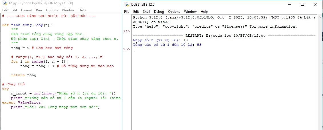 Tính Tổng Các Số Từ 1 Đến N - Bài tập Python Cơ bản 