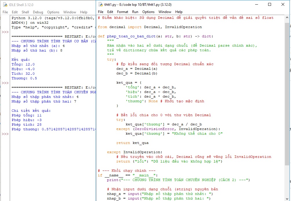 4 Phép toán cơ bản trong Python: Tính tổng, hiệu, tích, thương