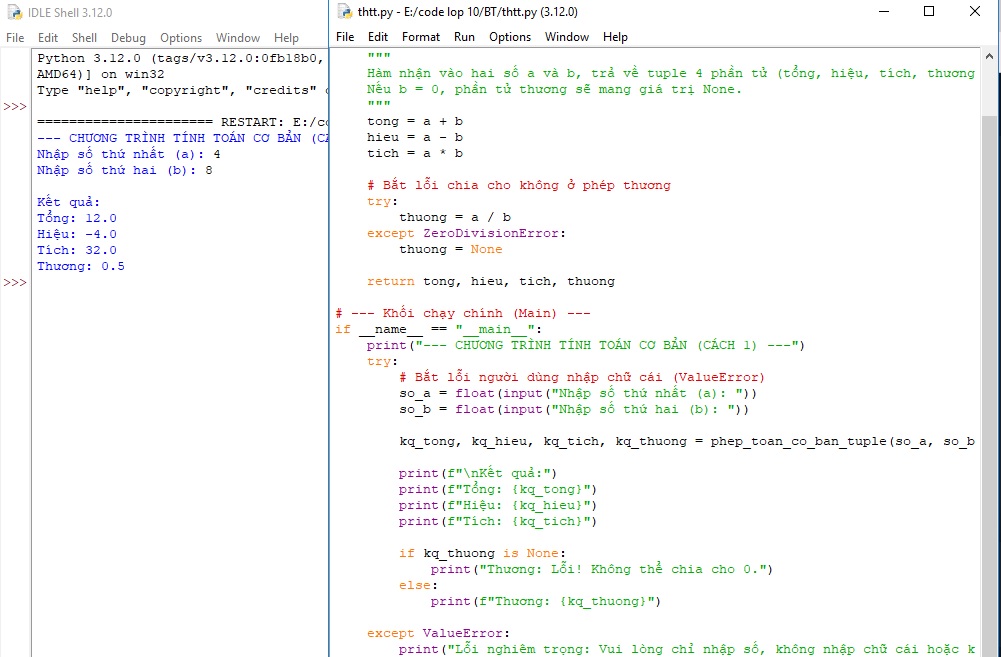 4 Phép toán cơ bản trong Python: Tính tổng, hiệu, tích, thương